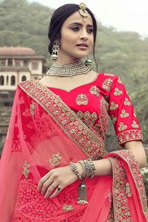 Picture of Impressive Pink Colored Designer Silk Lehenga Choli