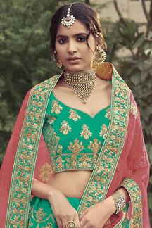 Picture of Engaging Green Colored Designer Silk Lehenga Choli
