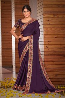 Picture of Exclusive Purple Colored Designer Saree