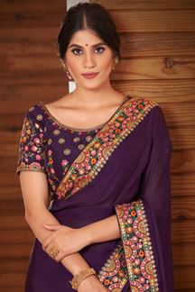 Picture of Exclusive Purple Colored Designer Saree