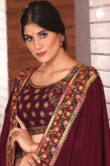 Picture of Charming Maroon Colored Designer Saree