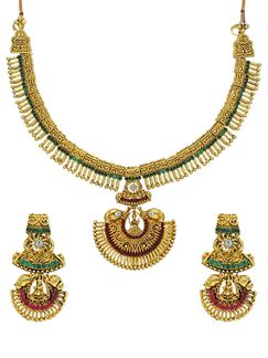 Picture of Antique Temple Necklace Set With Jumka