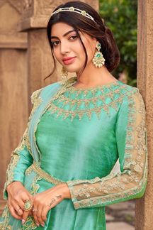 Picture of Artistic Mint Green Colored Designer Suit (Unstitched suit)