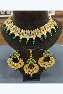 Picture of Classy Green Colored Imitation Jewellery Necklace Set