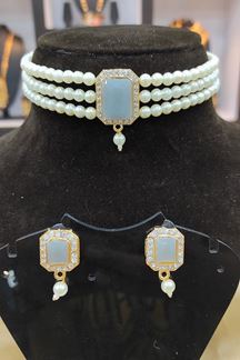 Picture of Spectacular Grey Colored Imitation Jewellery Necklace Set