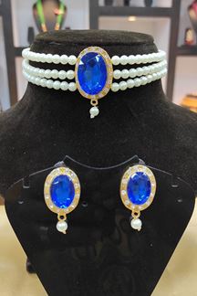 Picture of Marvelous Blue Colored Imitation Jewellery Necklace Set