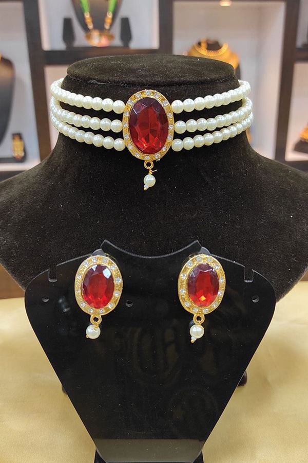 Picture of Creative Maroon Colored Imitation Jewellery Necklace Set