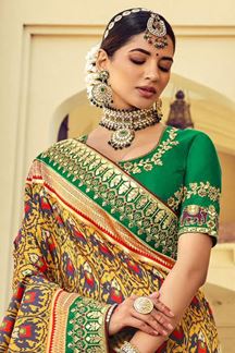 Picture of Exclusive Mustard and Green Colored Designer Saree