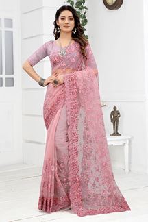 Picture of Astounding Pink Colored Designer Saree