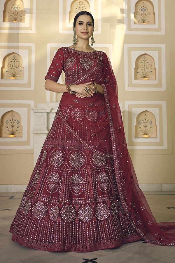 Picture of Dazzling Maroon Colored Designer Lehenga Choli