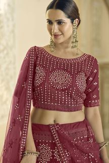 Picture of Dazzling Maroon Colored Designer Lehenga Choli