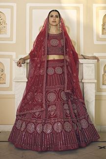 Picture of Dazzling Maroon Colored Designer Lehenga Choli