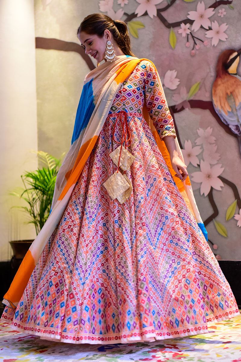 Pure Crepe Border Straight Salwar Suit in Multi Colour -