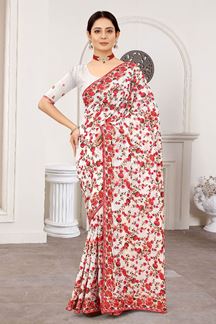Picture of Stunning White Colored Designer Saree