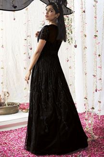 Picture of Delightful Black Colored Designer Suit (Unstitched suit)