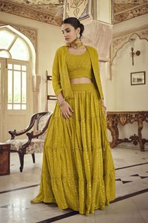 Picture of Flamboyant Mustard Colored Designer Lehenga Choli