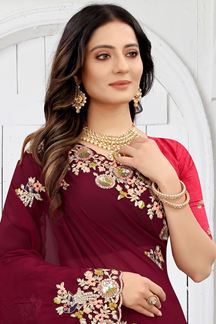 Picture of Outstanding Maroon Colored Designer Saree