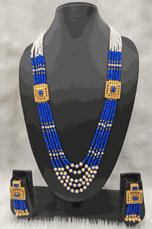Picture of Awesome Royal Blue Colored Imitation Jewellery Necklace Set