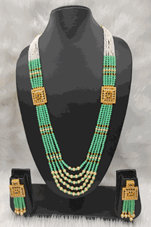 Picture of Stylish Mint Green Colored Imitation Jewellery Necklace Set