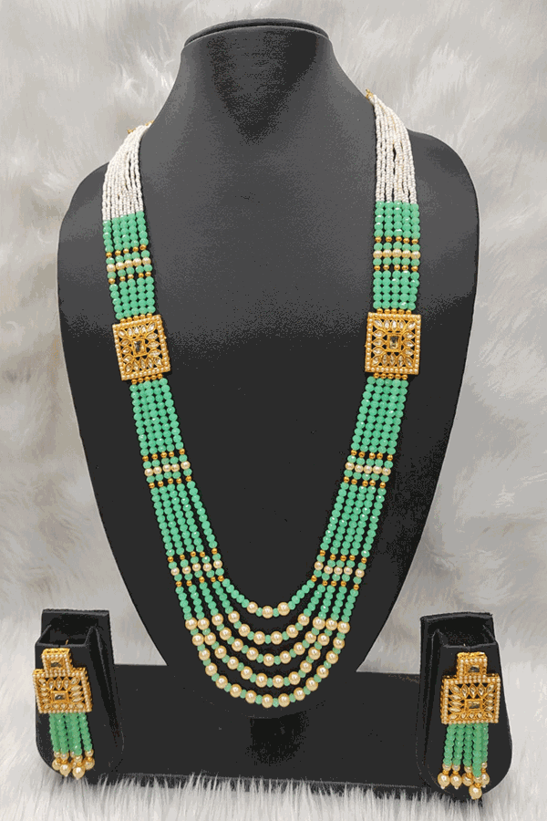 Picture of Stylish Mint Green Colored Imitation Jewellery Necklace Set