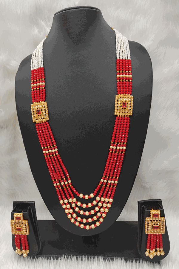 Picture of Astonishing Red Colored Imitation Jewellery Necklace Set