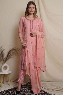 Picture of Exquisite Pink Colored Designer Suit (Unstitched suit)