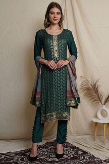 Picture of Lovely Green Colored Designer Suit (Unstitched suit)