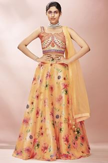 Picture of Pretty Mustard Colored Designer Lehenga Choli