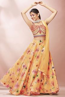 Picture of Pretty Mustard Colored Designer Lehenga Choli