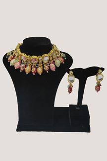 Picture of Magnificent Multi-Colored Wedding wear choker with back Minakari