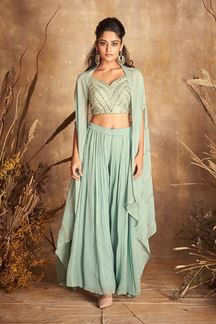 Picture of Blooming Sky Blue Colored Palazzo Suit With Jacket