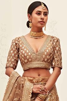 Picture of Latest Designer Brown Colored Bridal Lehenga Choli