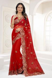 Picture of Lovely Red Colored Designer Saree