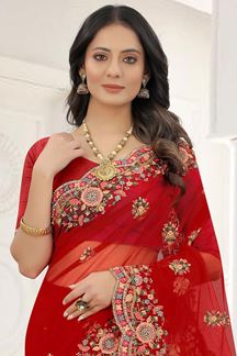 Picture of Lovely Red Colored Designer Saree