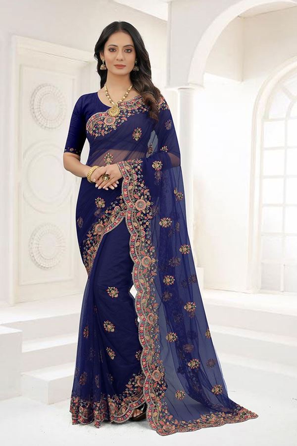 Picture of Artistic Blue Colored Designer Saree