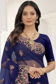 Picture of Artistic Blue Colored Designer Saree