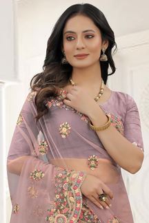 Picture of Engaging Mauve Colored Designer Saree