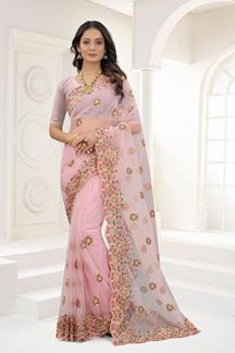 Picture of Stunning Light Pink Colored Designer Saree