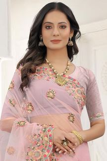 Picture of Stunning Light Pink Colored Designer Saree