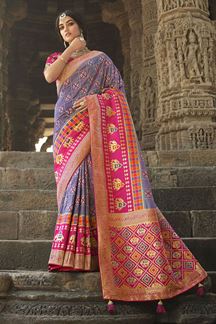 Picture of Glamorous Purple and Pink Colored Designer Saree