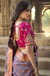 Picture of Glamorous Purple and Pink Colored Designer Saree