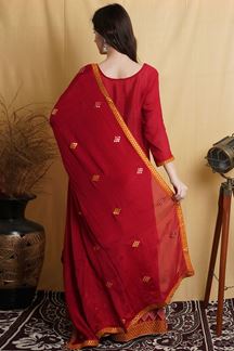 Picture of Creative Red Colored Designer Suit (Unstitched suit)