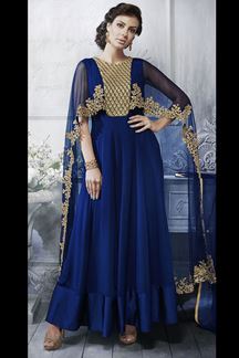 Picture of Dashing Navy Blue Colored Designer Suit (Unstitched suit)