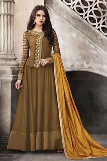 Picture of Heavenly Brown Colored Designer Suit (Unstitched suit)