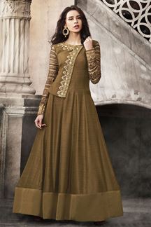 Picture of Heavenly Brown Colored Designer Suit (Unstitched suit)