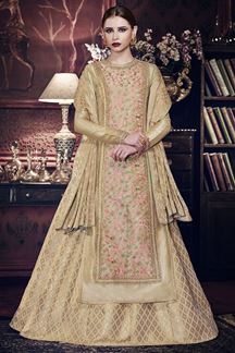 Picture of Beautiful Chickoo Colored Designer Suit (Unstitched suit)