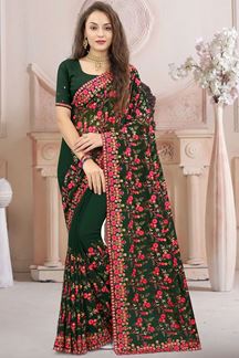 Picture of Graceful Bottle Green Colored Designer Saree