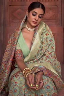 Picture of Appealing Pista Green Colored Designer Saree