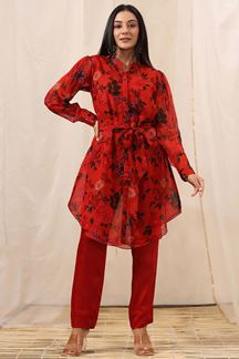 Picture of Fascinating Red Colored Designer Co-ord Set Suit