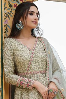 Picture of Attractive Pista Green Colored Designer Gown